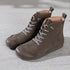 New Retro Leather High-top Women's Boots With Round Head Stitching